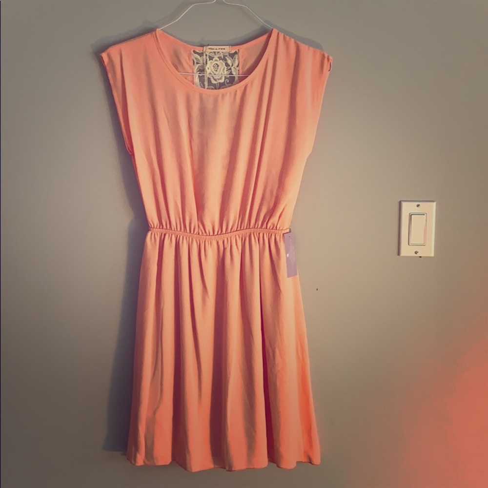 Peach dress with lace back